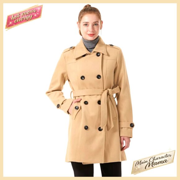 Double Breasted Slim Trench Coat with Belt, Wind-Resistant, Mid-Long Length - Picture 5 of 7